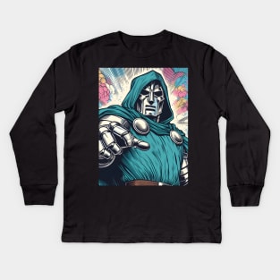 Conquer with Style: Dr. Doom-Inspired Art and Legendary Supervillain Designs Await! Kids Long Sleeve T-Shirt